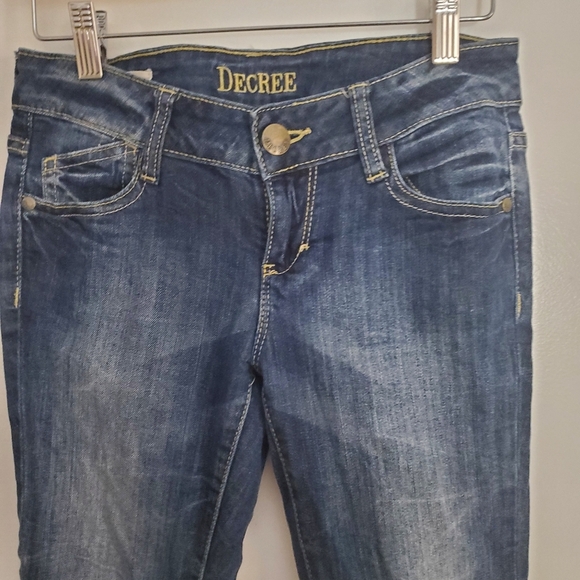Decree Blue Skinny Jeans with Faded Distressing Size 1 Super Stretch - Picture 2 of 6